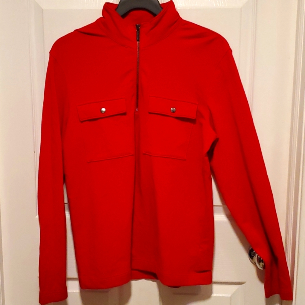 Michael Kors Half-Zip Men's Red Pullover Sweater - Size Medium